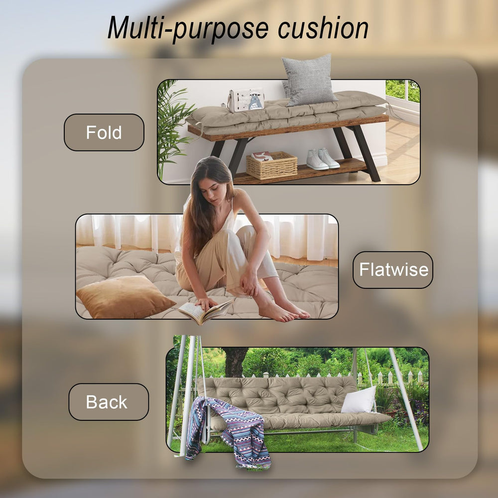 KITGLASS cushion on bench for scale demonstrating generous seating comfort