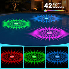 Kitloo multi-color modes in pool at night creating festive atmosphere and clear visibility