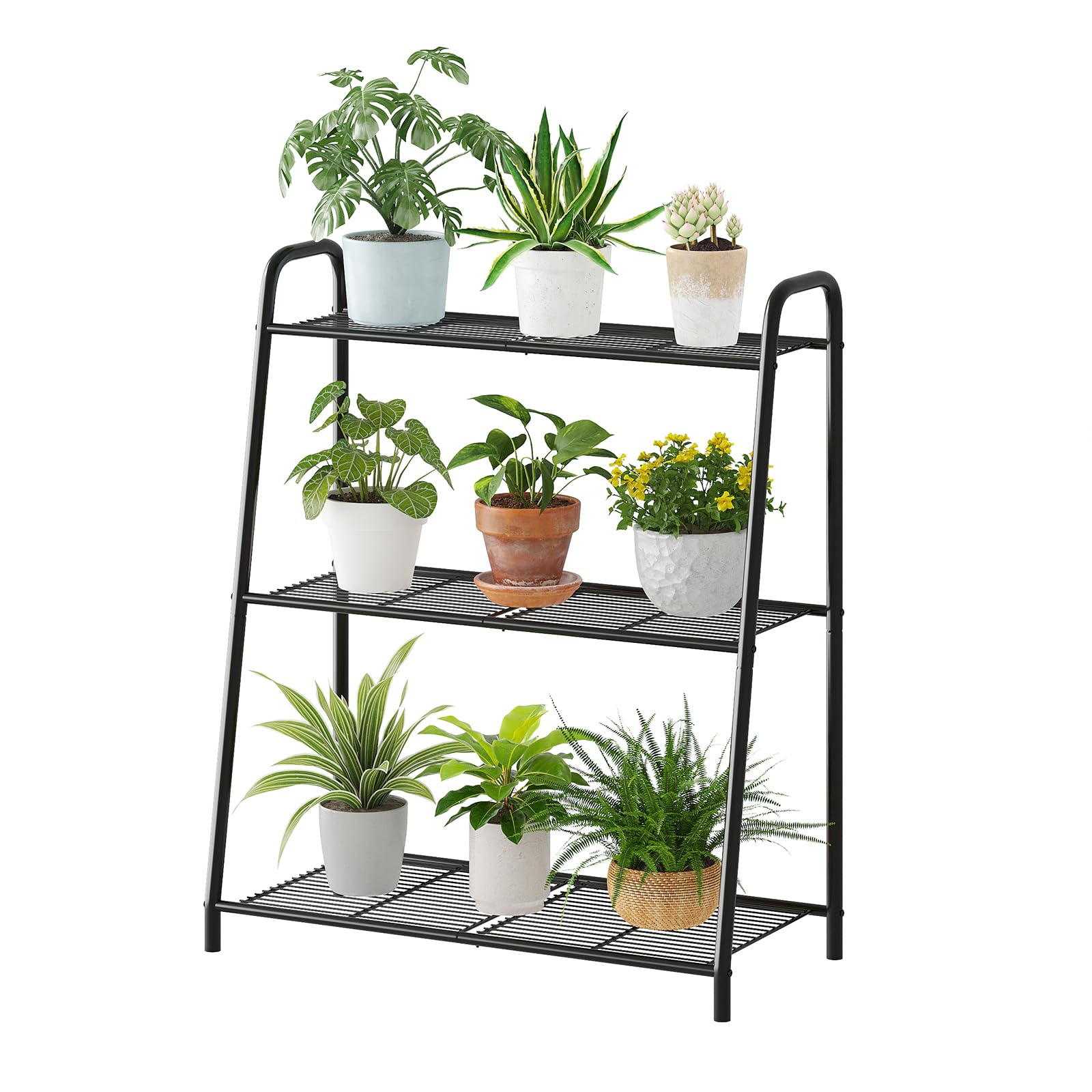 Kitsanery front view of 3-tier plant stand showing organization benefit