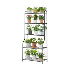 Kitsanery front view of 5-tier plant stand showing space-saving benefit