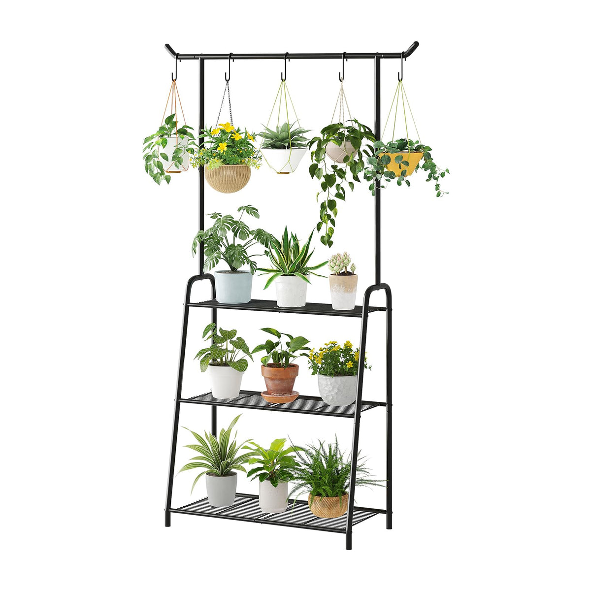 Kitsanery front view plant stand showing tall multi-tier organization