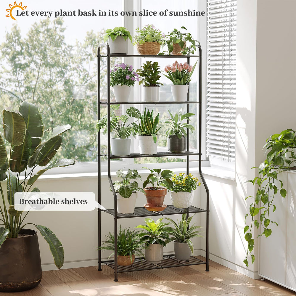 Kitsanery side profile of metal ladder shelf demonstrating sturdy frame