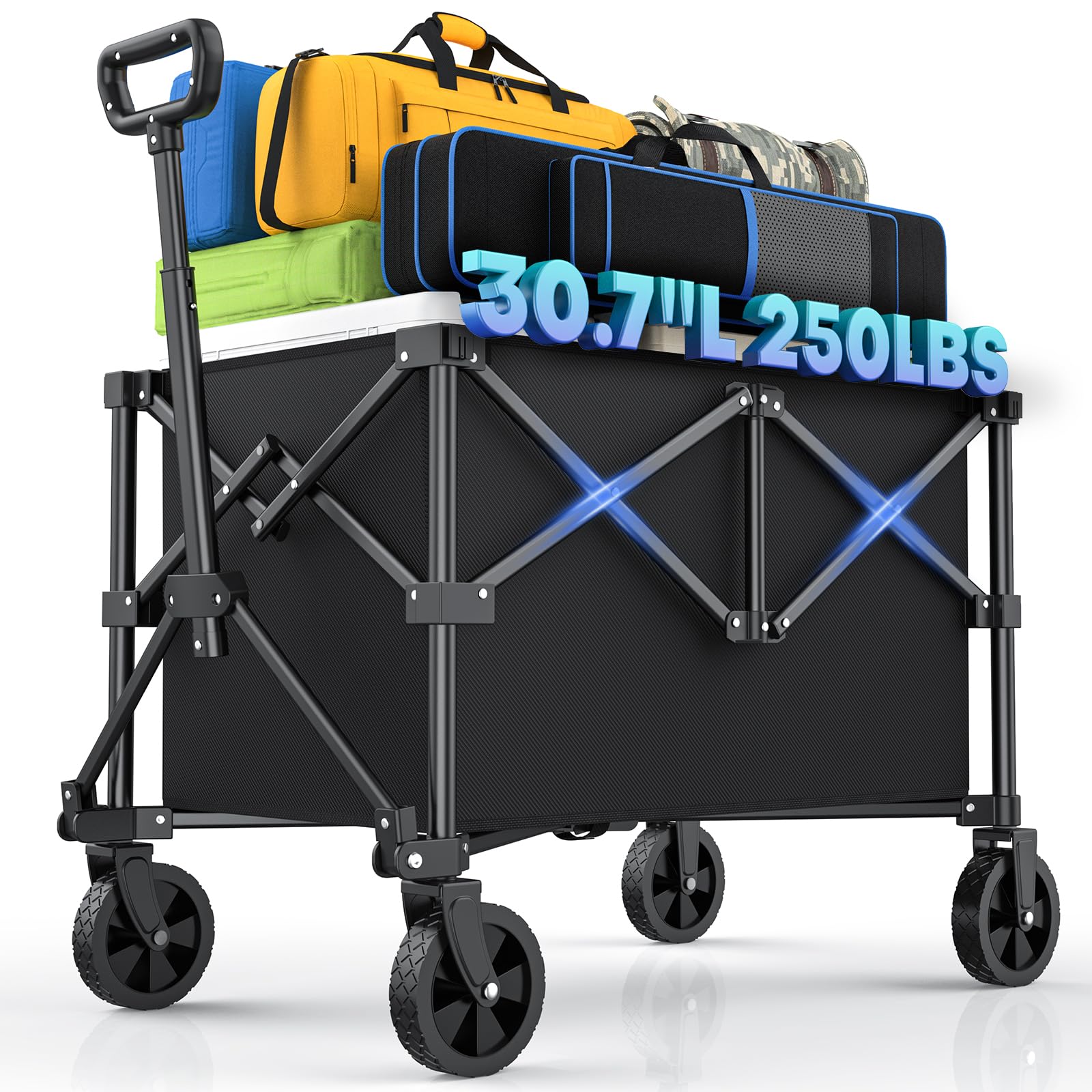 Kitsure front view folded wagon shows compact storage and easy transport