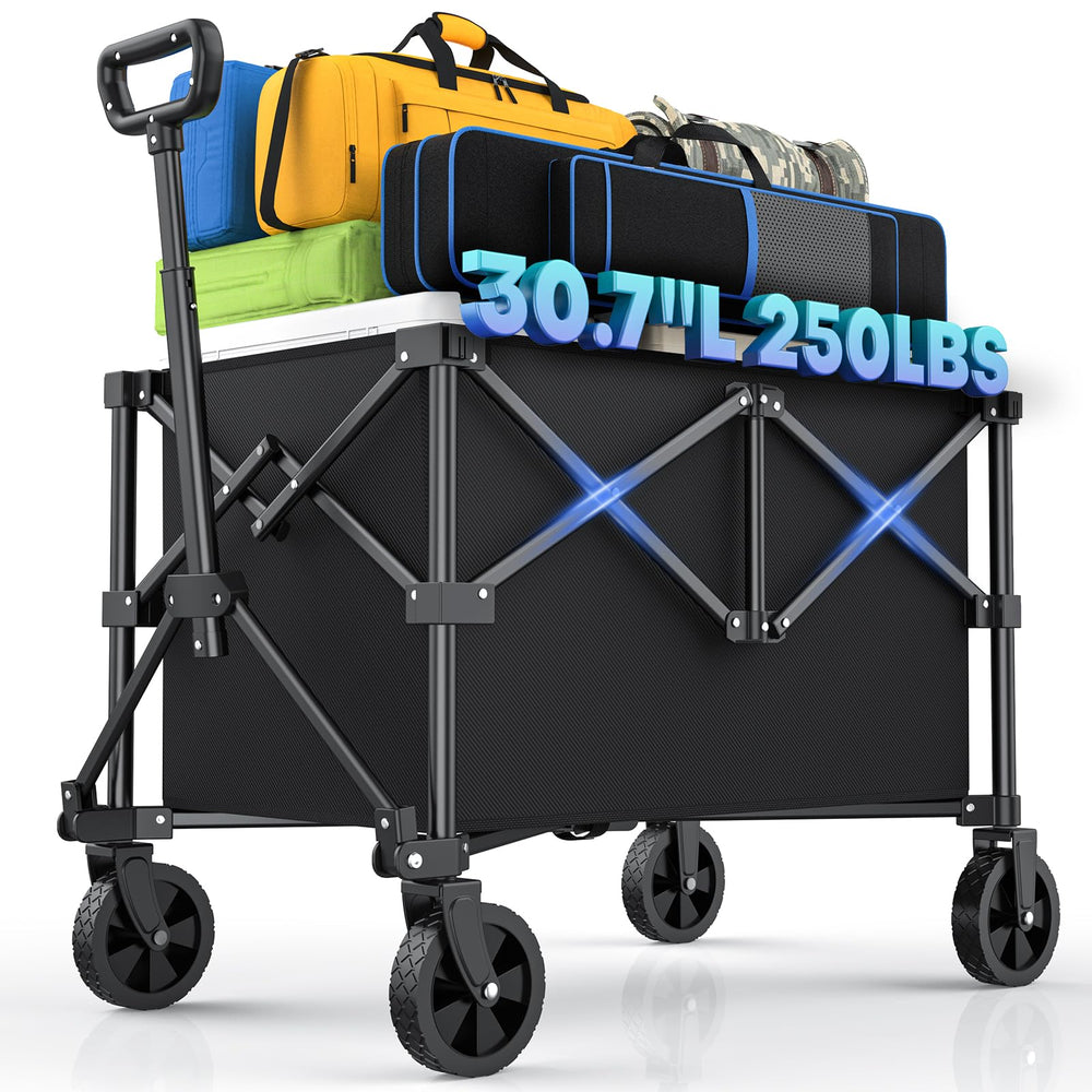 Kitsure front view folded wagon shows compact storage and easy transport