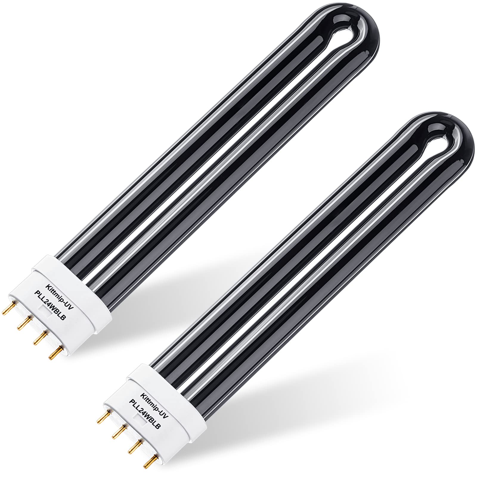 Kittmip front view of both 24W replacement bulbs showing full length and shape