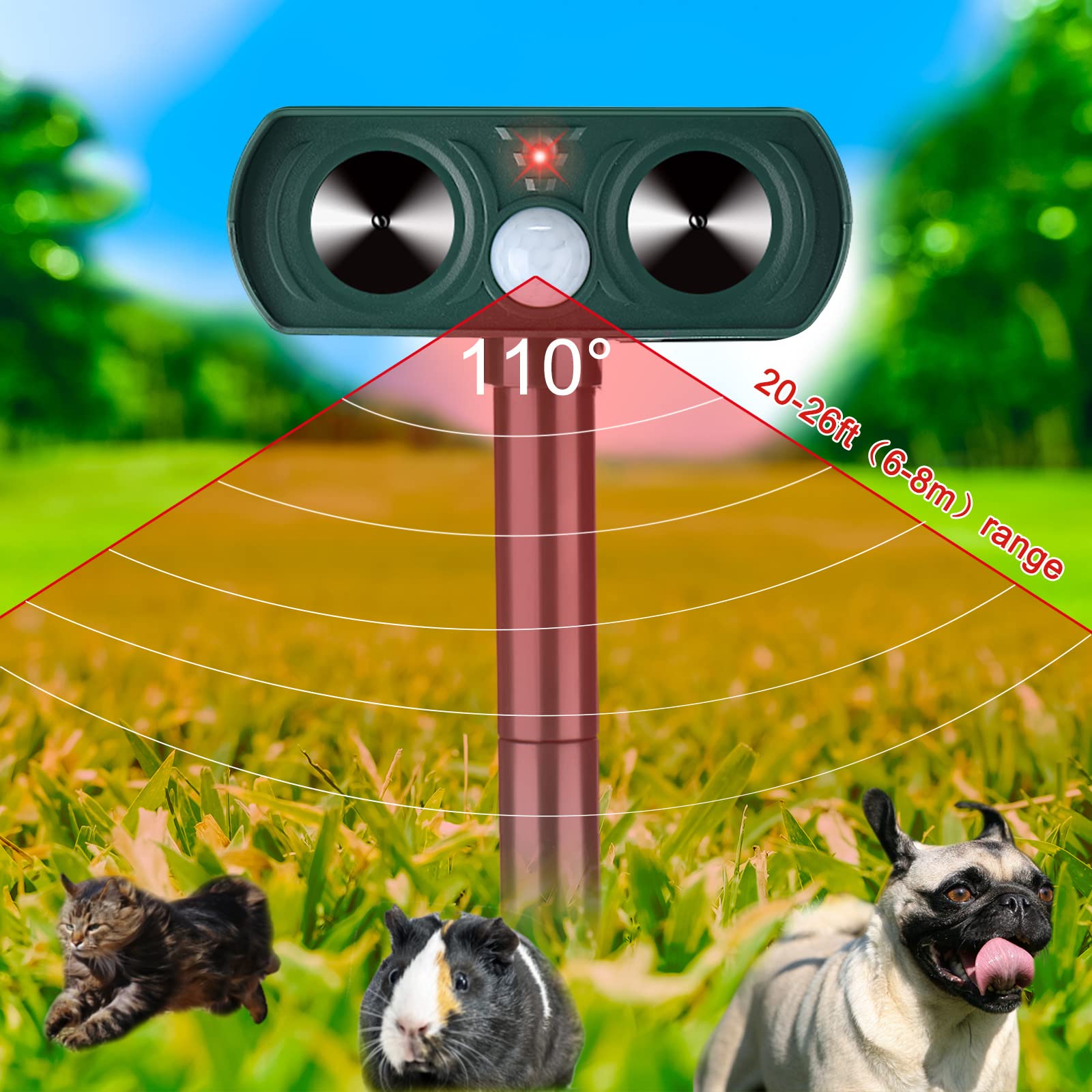 Kittmip installed with ground spike in yard ensuring secure placement