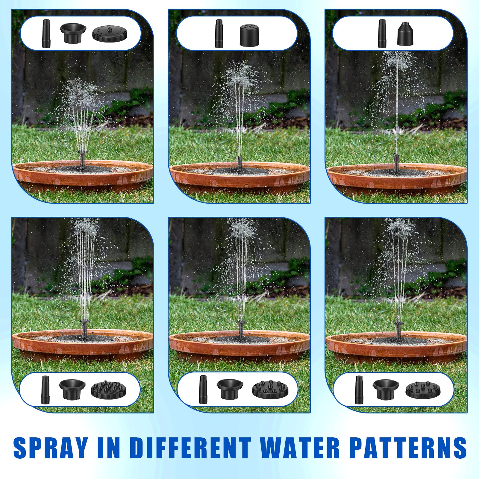 Kittmip in birdbath showing active spray attracting birds benefit
