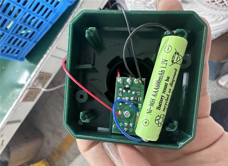 Kittmip stakes placed around vegetable bed, protecting plants without chemicals