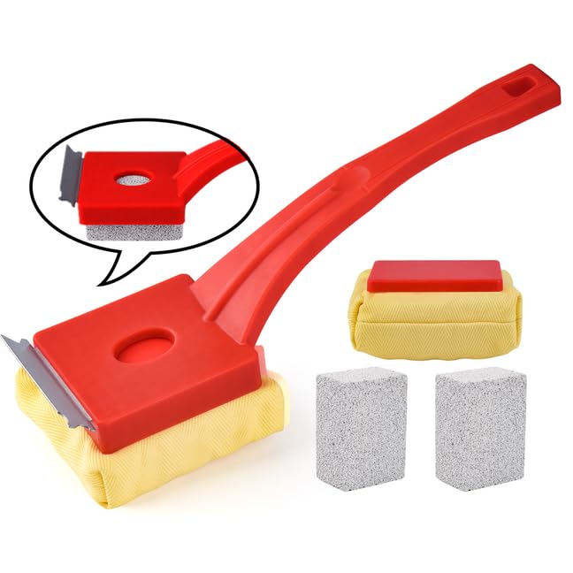 Kitwanda front view showing bristle-free brush and two cleaning stones, safer cleaning