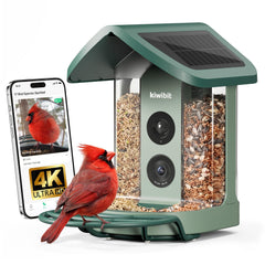 Kiwibit front view showing feeder and camera, clear field of view benefits
