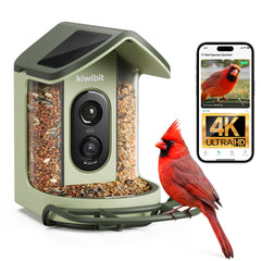 Kiwibit front view feeder with camera showing high-resolution streaming benefit