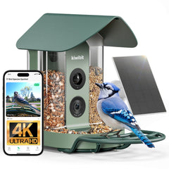Kiwibit front view feeder showing camera and seed ports benefit clear livestreaming