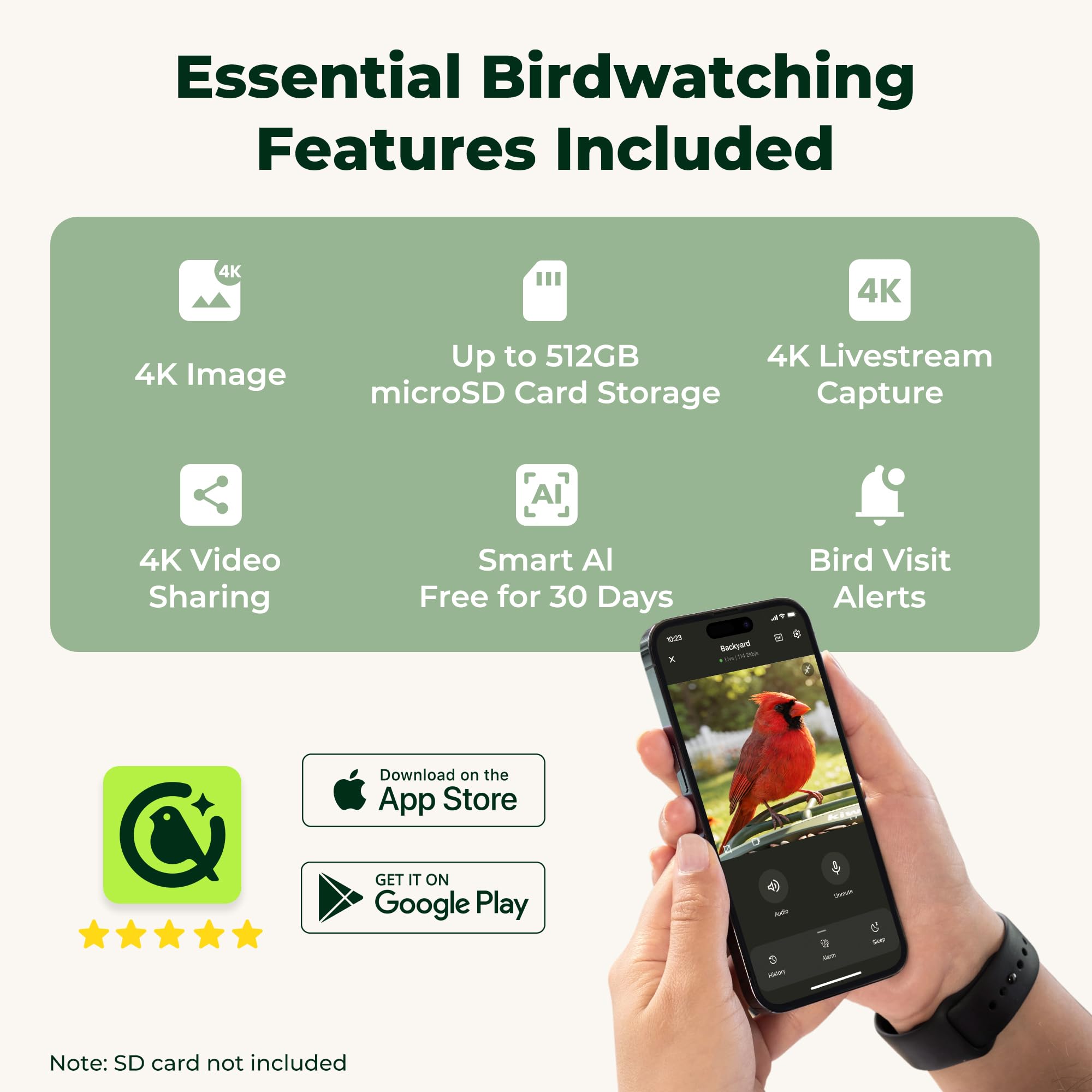 Kiwibit lifestyle backyard setting showing birdwatching enjoyment benefit