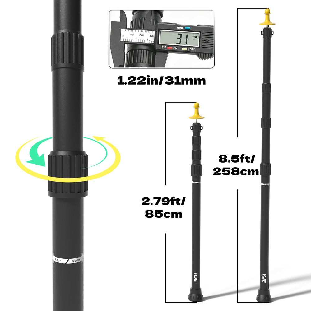 KJE close-up of twist-lock mechanism demonstrating secure, fast adjustments
