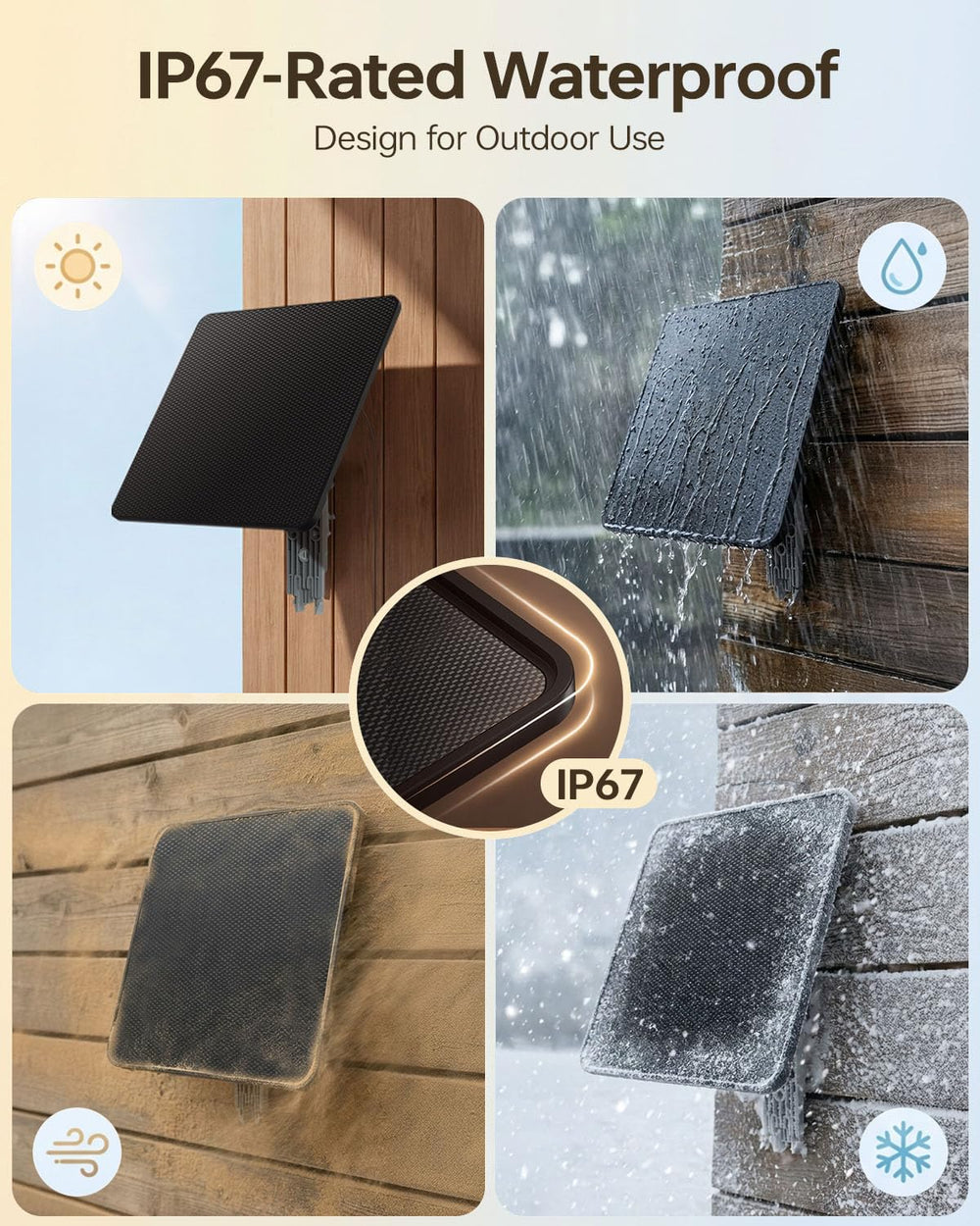 KJK adjustable bracket and included screws for easy, secure outdoor mounting