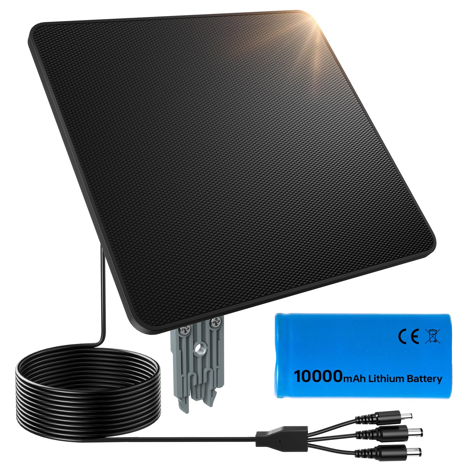 KJK solar panel front view showing compact design and brand — durable outdoor power