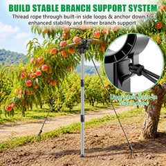 KJX assembled support under a fruit branch demonstrating load relief and stability