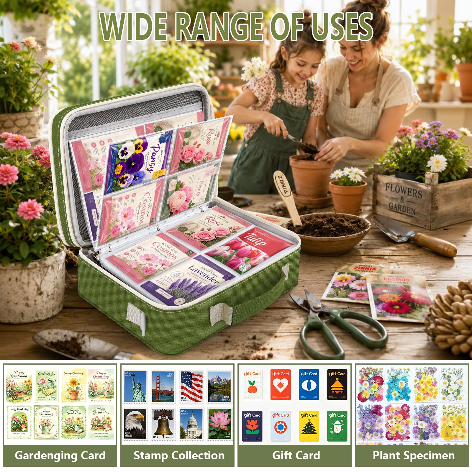 KJX binder in a greenhouse demonstrating portable garden organization
