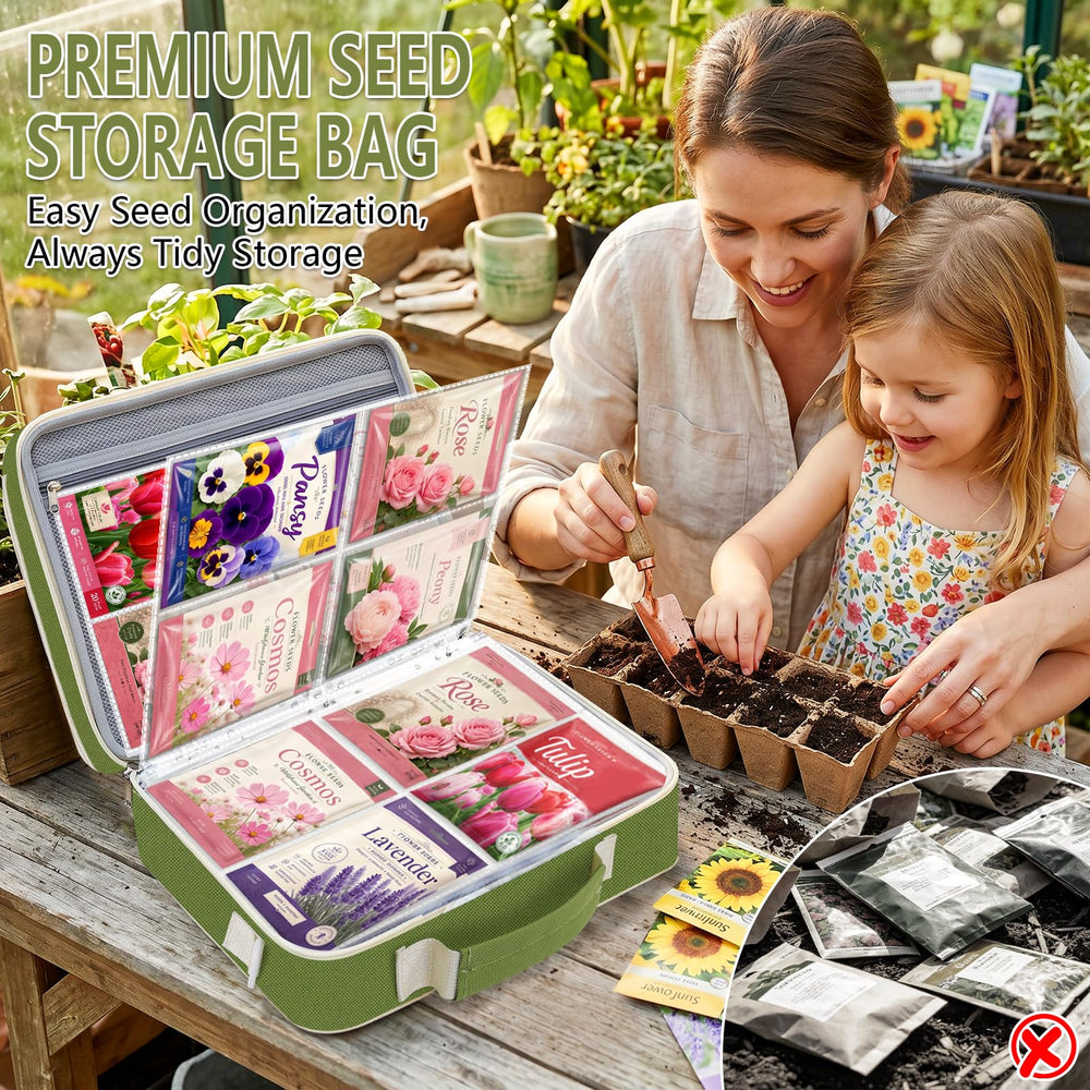 KJX reusable seed envelopes organized inside pockets for tidy sorting