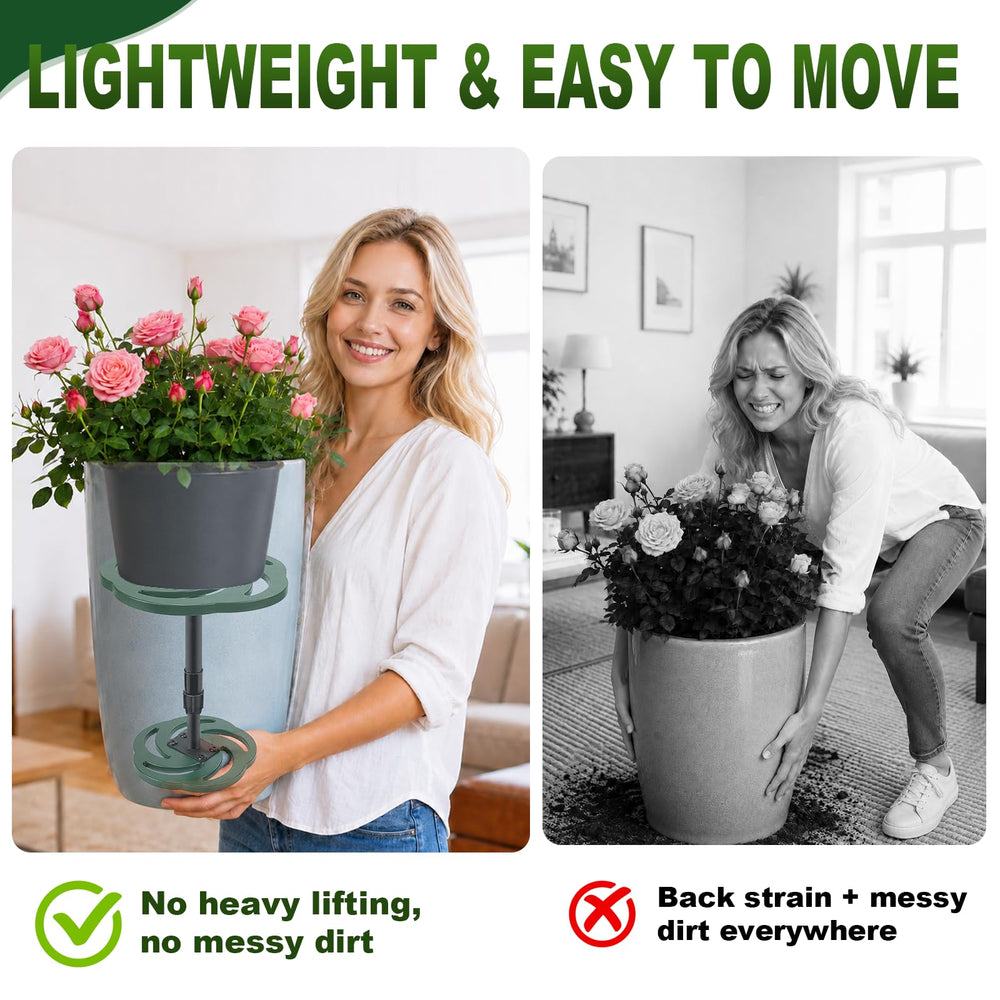 KJX risers on patio showing weather-resistant support for outdoor plants