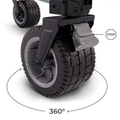 kk Kinderkraft ROLLSTER wheel closeup highlighting wide all‑terrain tread for smooth movement