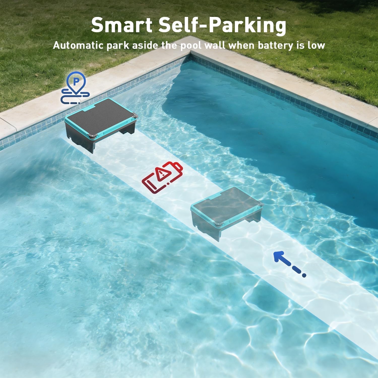 KKI skimmer floating and collecting leaves for cleaner pool surface