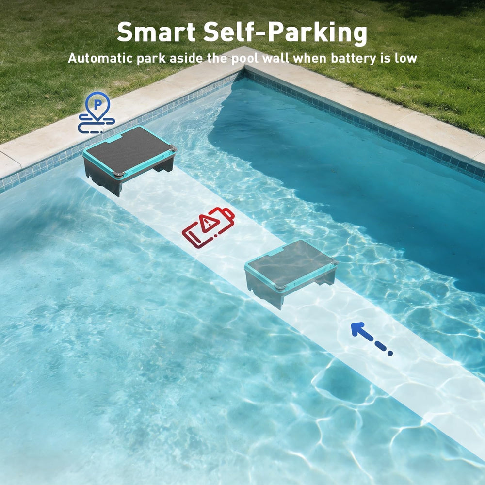 KKI skimmer floating and collecting leaves for cleaner pool surface