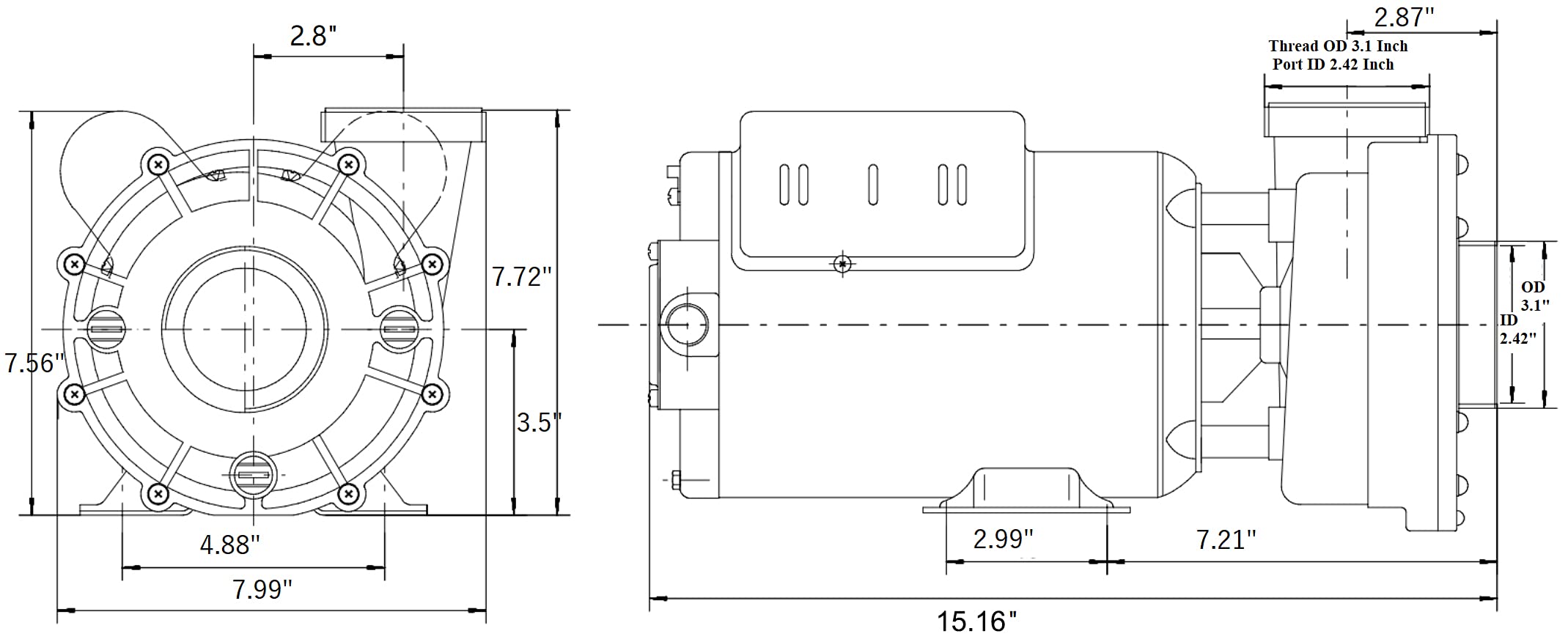 KL KEY LANDER pump unions and fittings ready for quick spa plumbing connection
