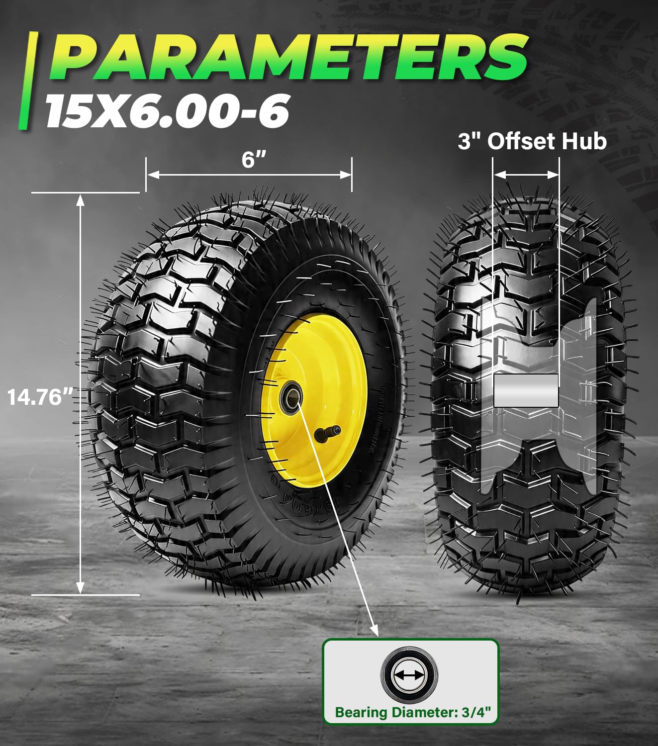 KL-RCPK tire tread closeup demonstrating traction for lawn mowing