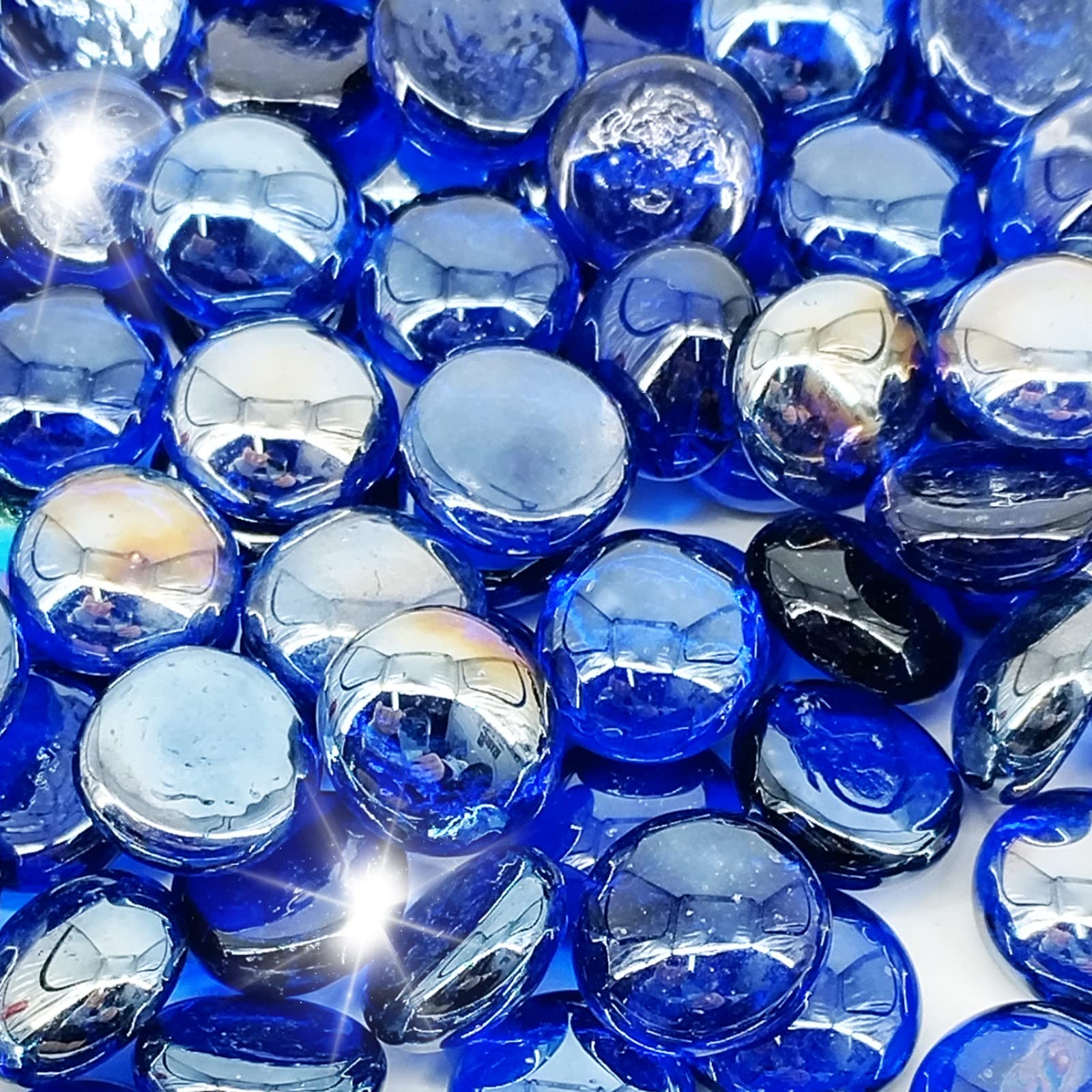 Kleuete front bag view showing cobalt blue beads and clear product weight benefit
