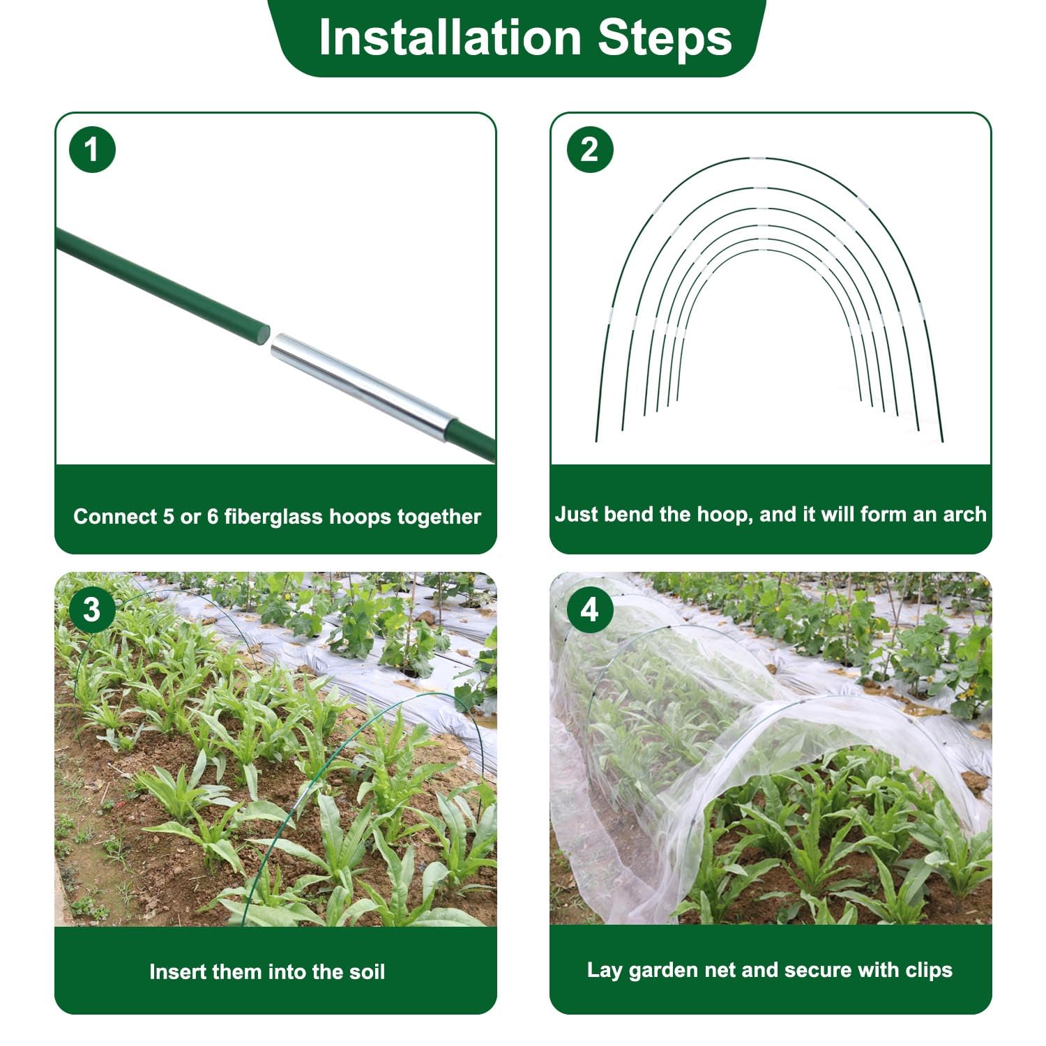 KLEWEE kit contents laid out showing netting hoops connectors and clips