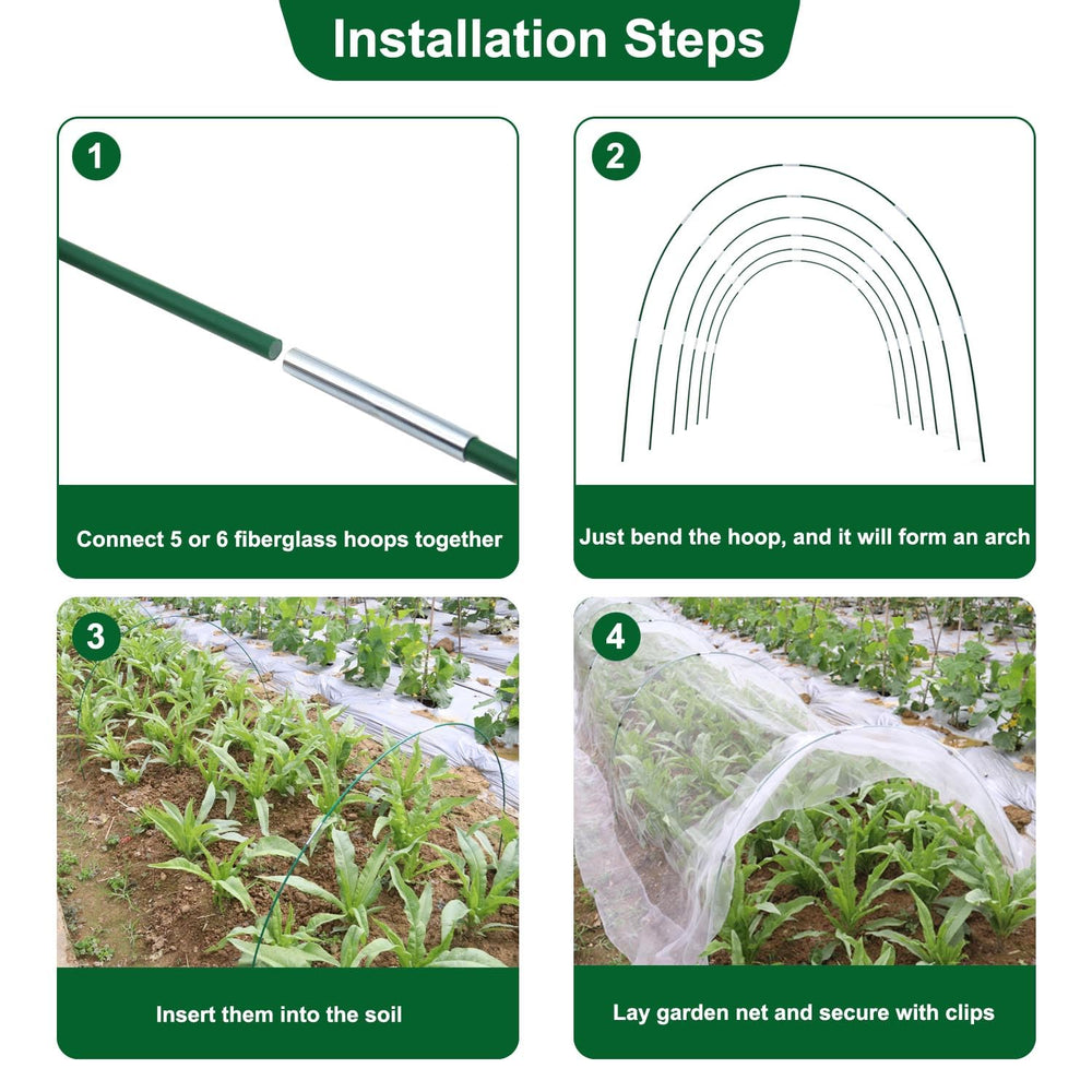 KLEWEE kit contents laid out showing netting hoops connectors and clips