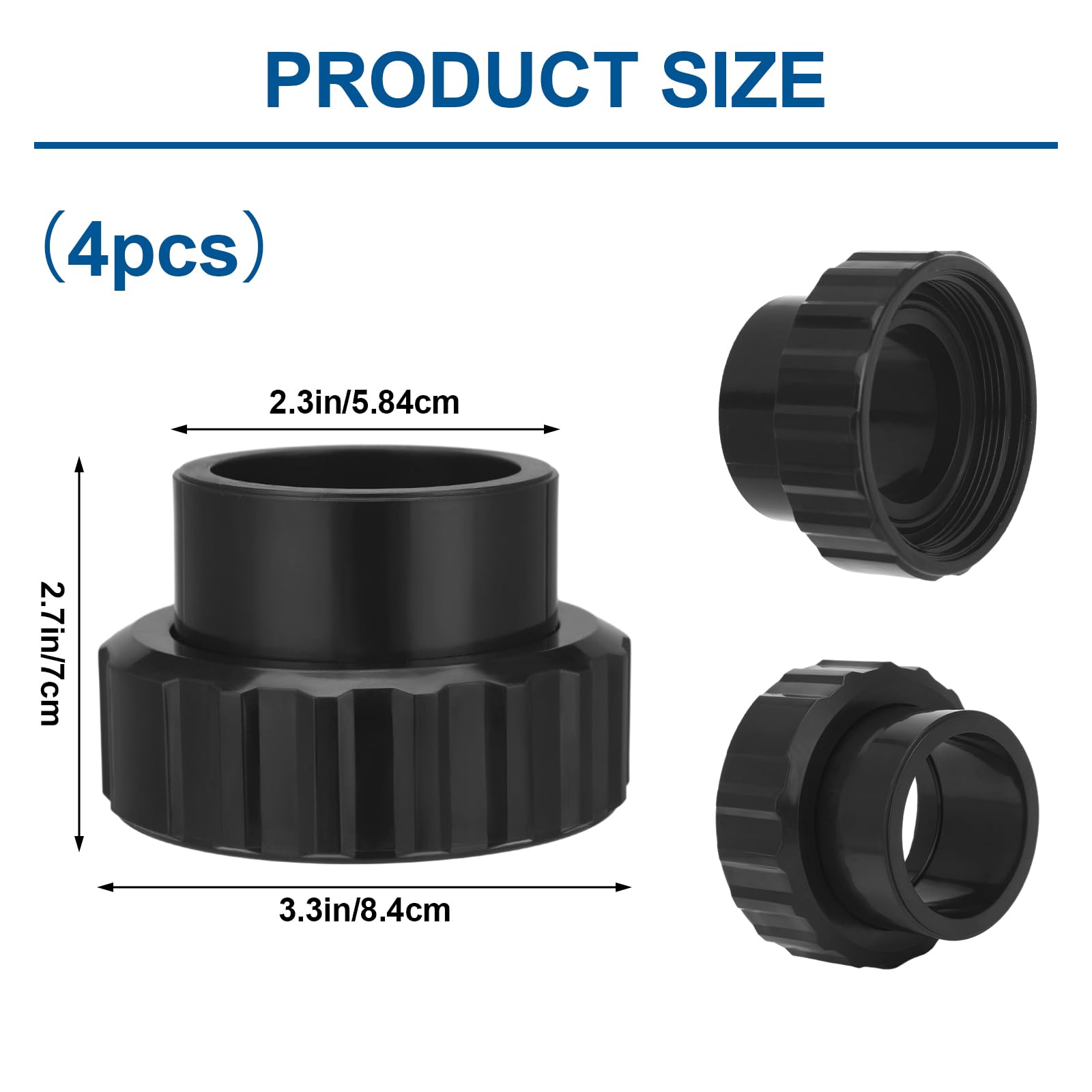 Klyyo Clyro view of 1.5" socket and 2" slip ends for clear size-matching benefit