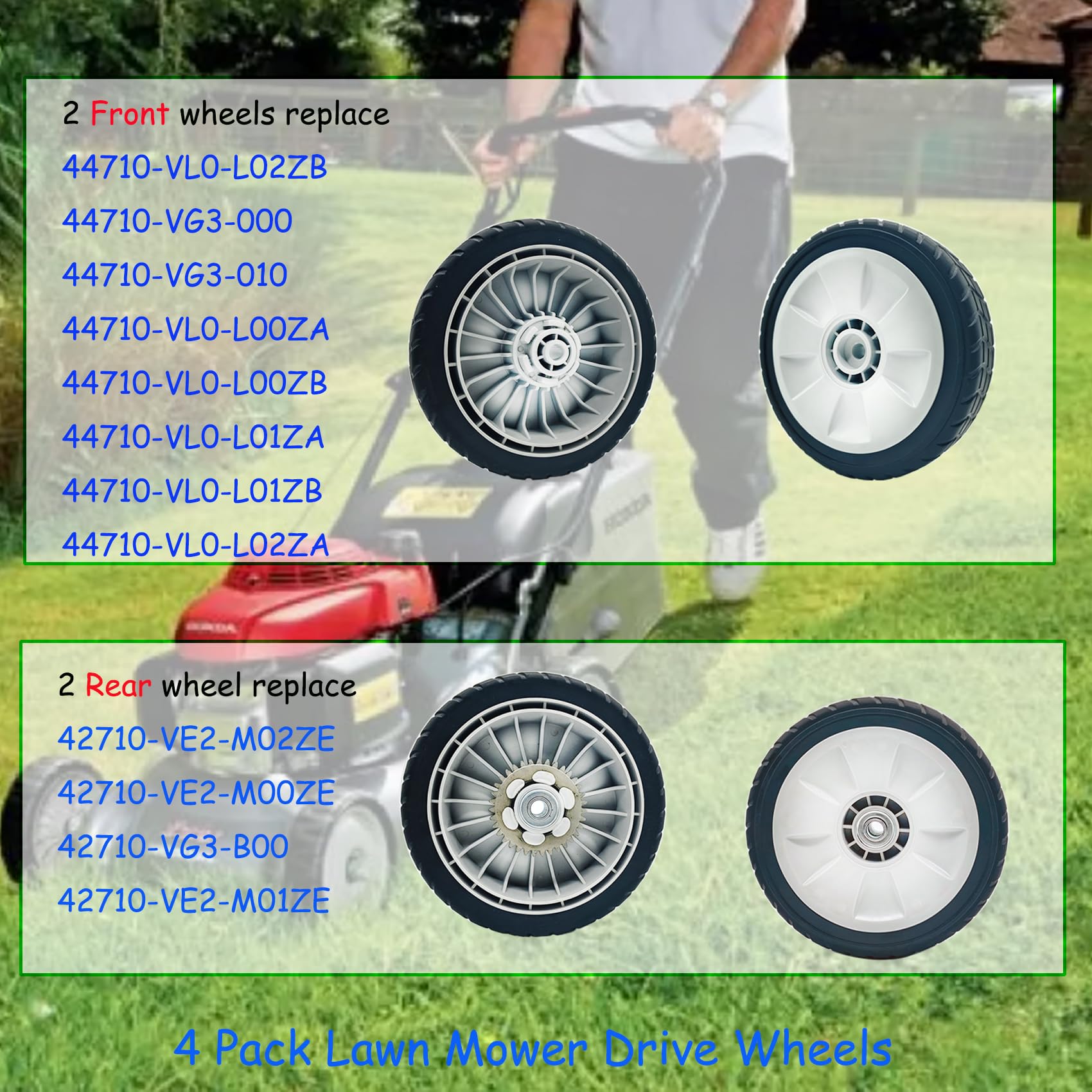 KMHGD front wheel installed on mower for easier steering