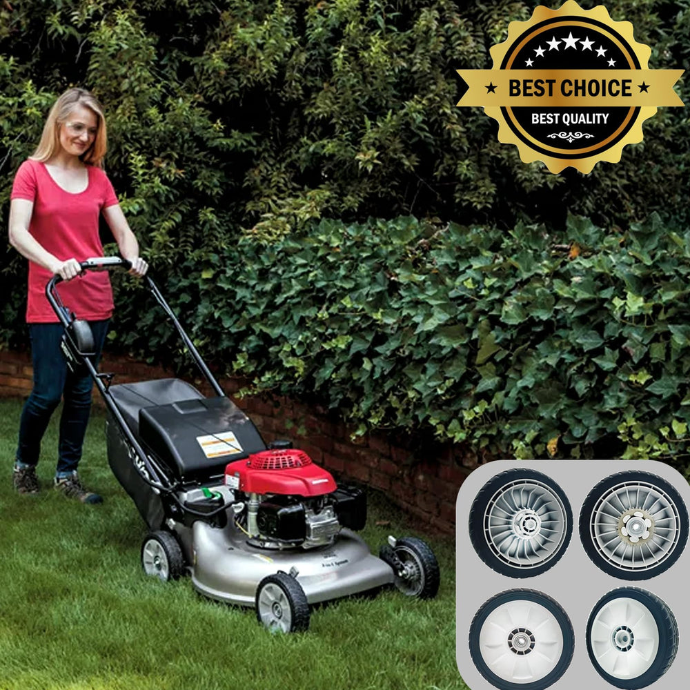 KMHGD wheels on mower in lawn setting for dependable performance