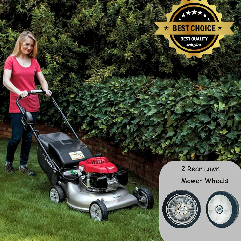 KMHGD mower with new wheels in yard demonstrating smoother mowing performance