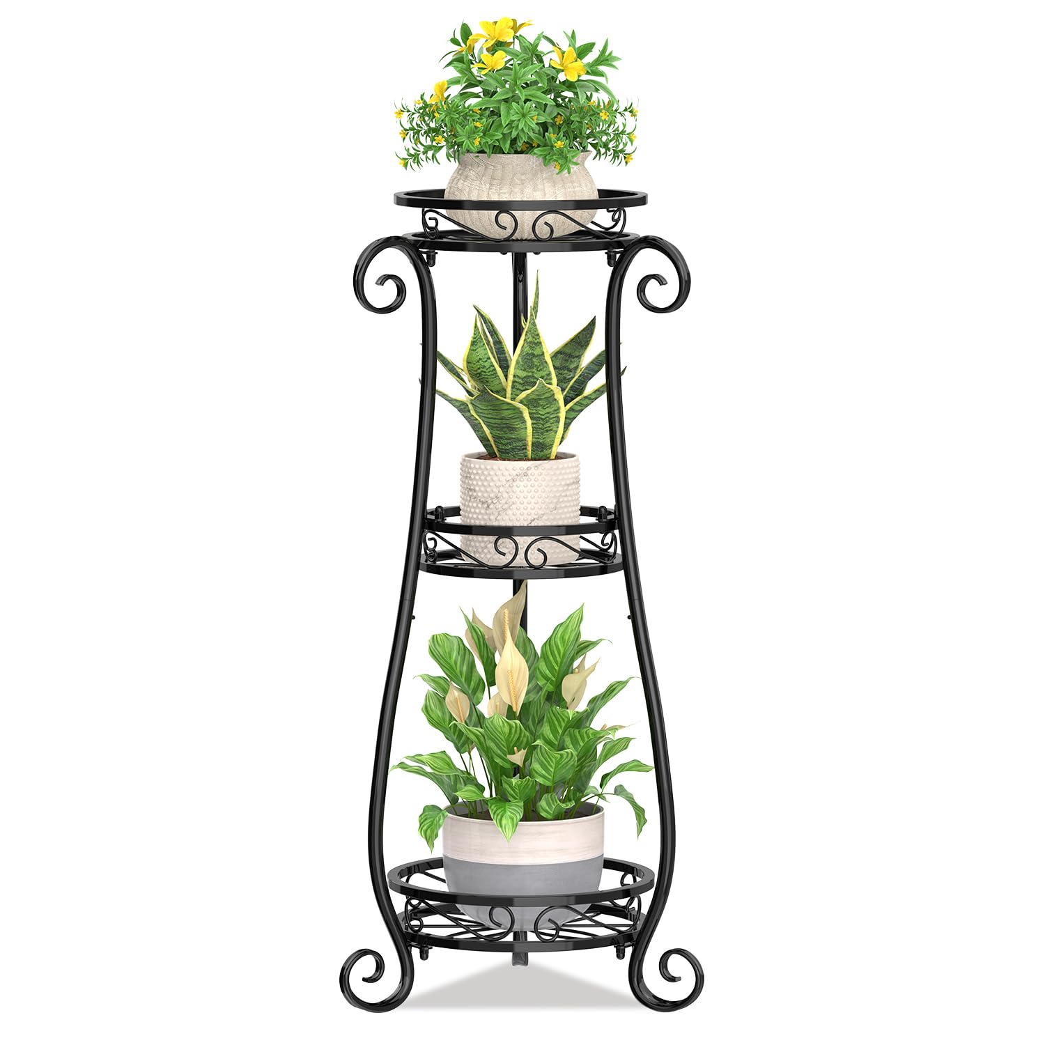 KMOTASUO front view showing three-tier plant display and space-saving benefit