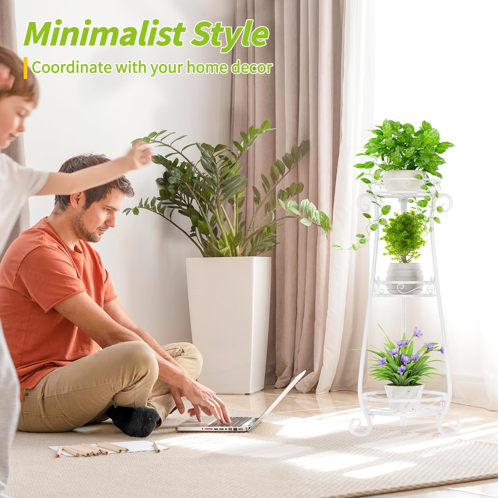 KMOTASUO plant stand in window with trailing plants maximizing light exposure