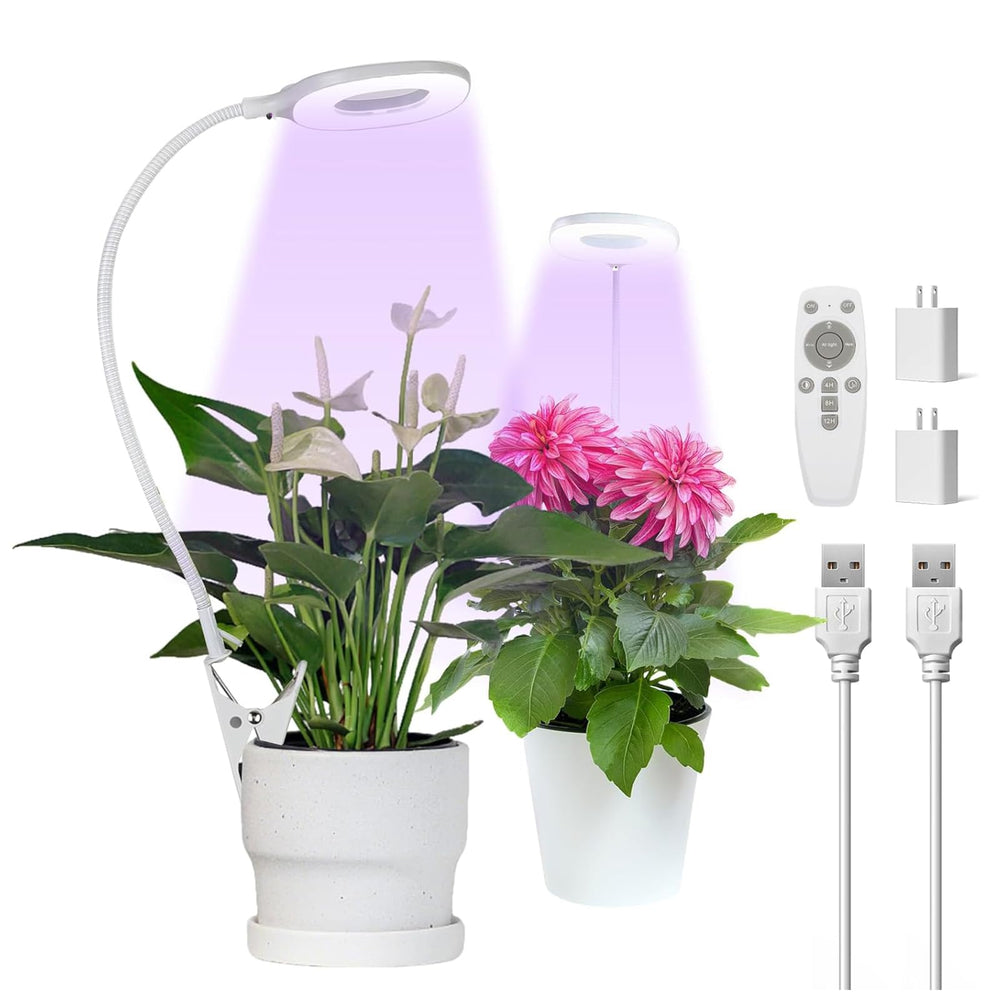 KNHUOS front panel two-pack showing compact full-spectrum LEDs for better growth