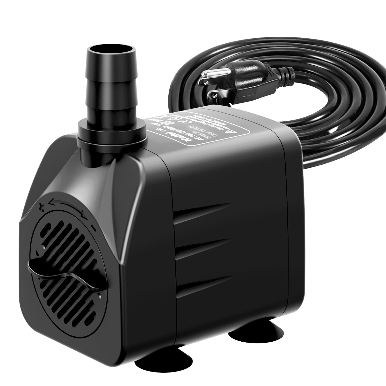 Knifel pump front view showing compact housing and inlet for quiet operation