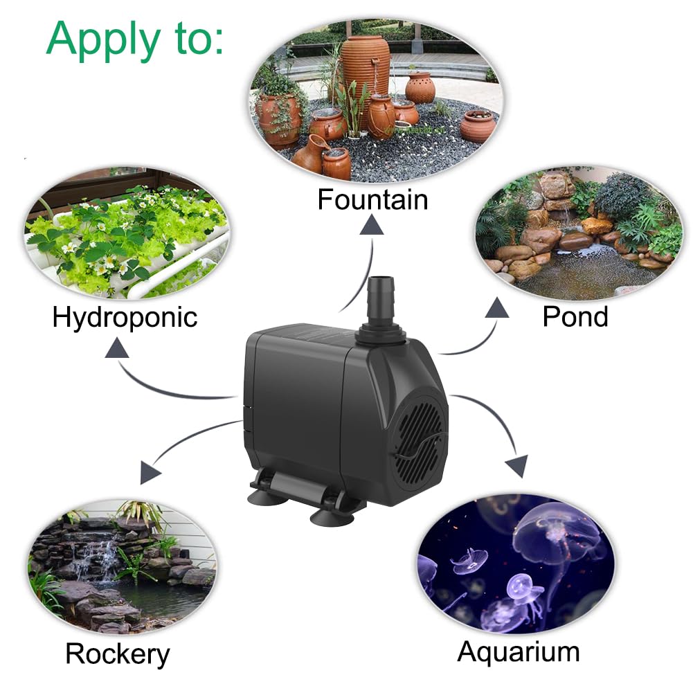 Knifel pump installed in outdoor fountain showing strong water flow benefit