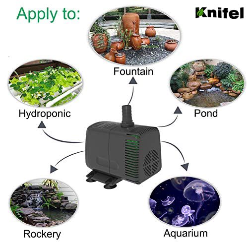 Knifel pump in outdoor fountain delivering visual flow and low noise