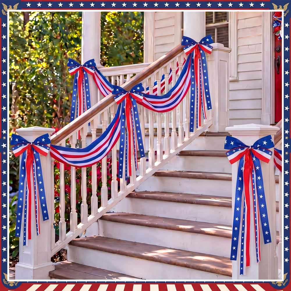 Knitgrip bunting in backyard party adding instant patriotic mood