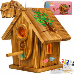 koangle cedar bird house front view showing doorway and sturdy build, durable nest shelter
