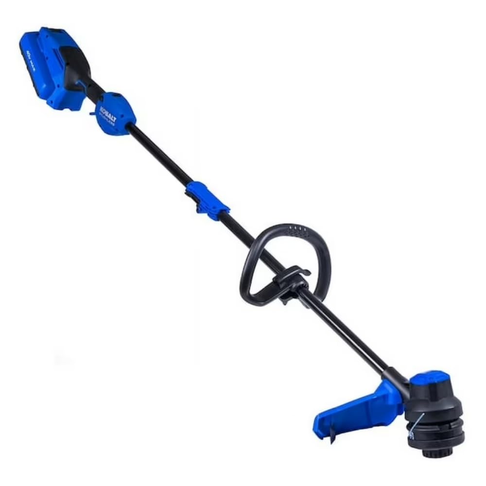 Kobalt 40V straight trimmer front view showing compact design and easy handling benefits