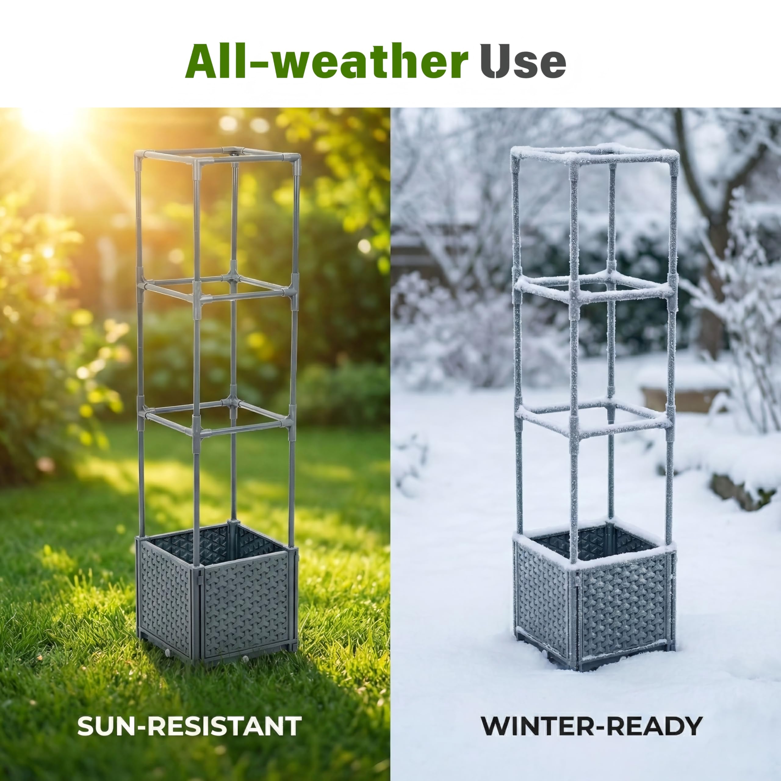 KOBAZ planter next to chair for scale to visualize footprint and fit benefit