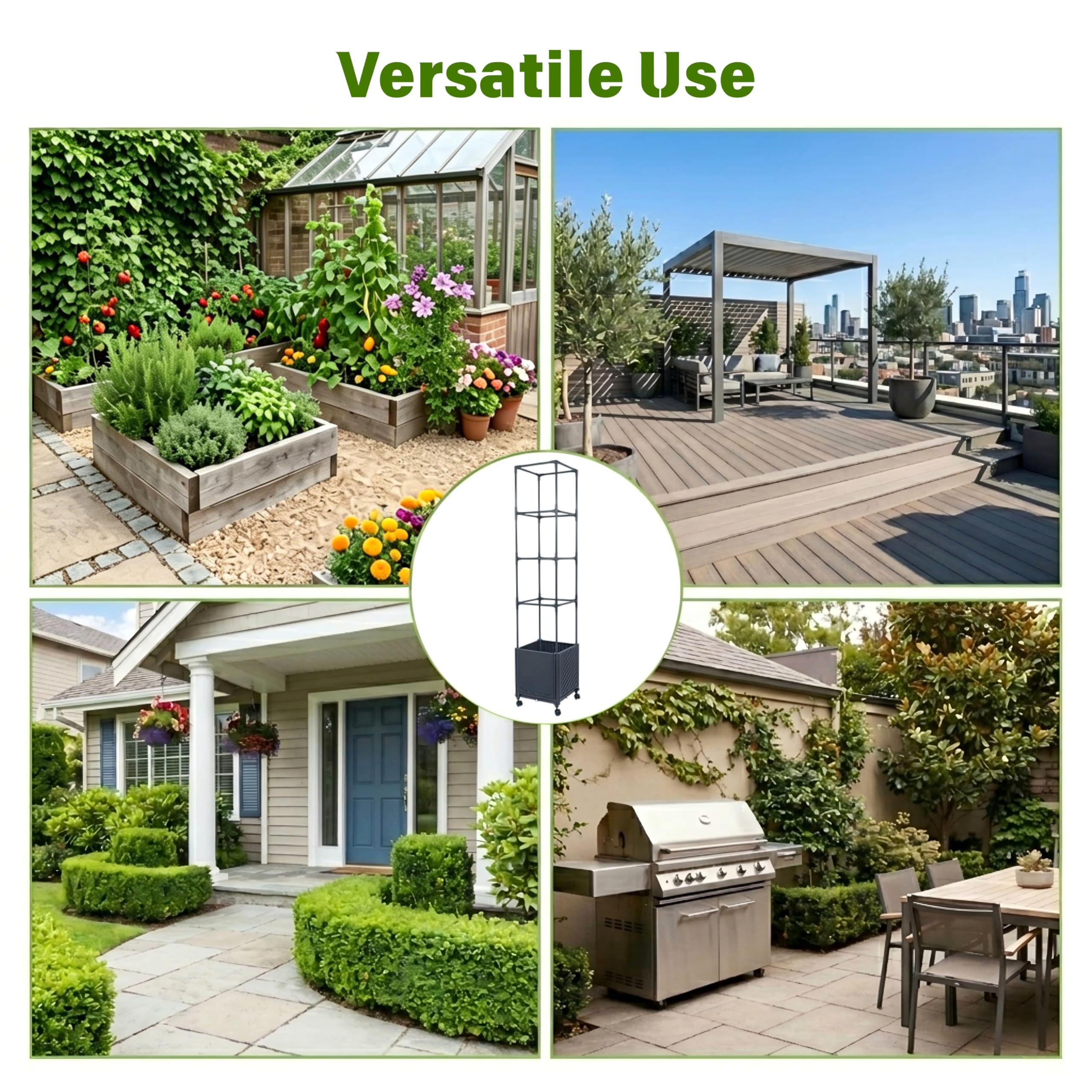 KOBAZ styled patio scene demonstrating compact, mobile urban gardening