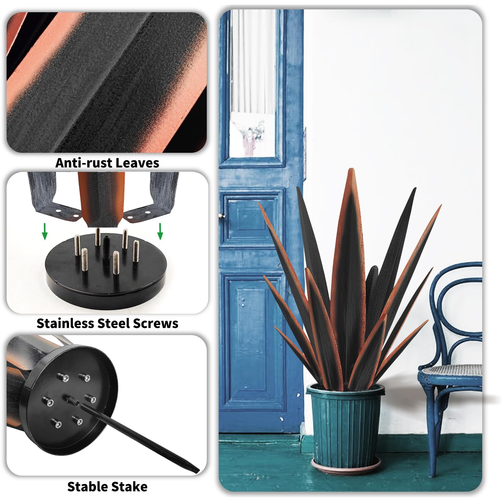 KODIBO hand-painted leaf detail showing artisan finish and weather resistance