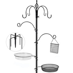 Kodope front view feeding station showing six hooks and black finish, great for attracting birds
