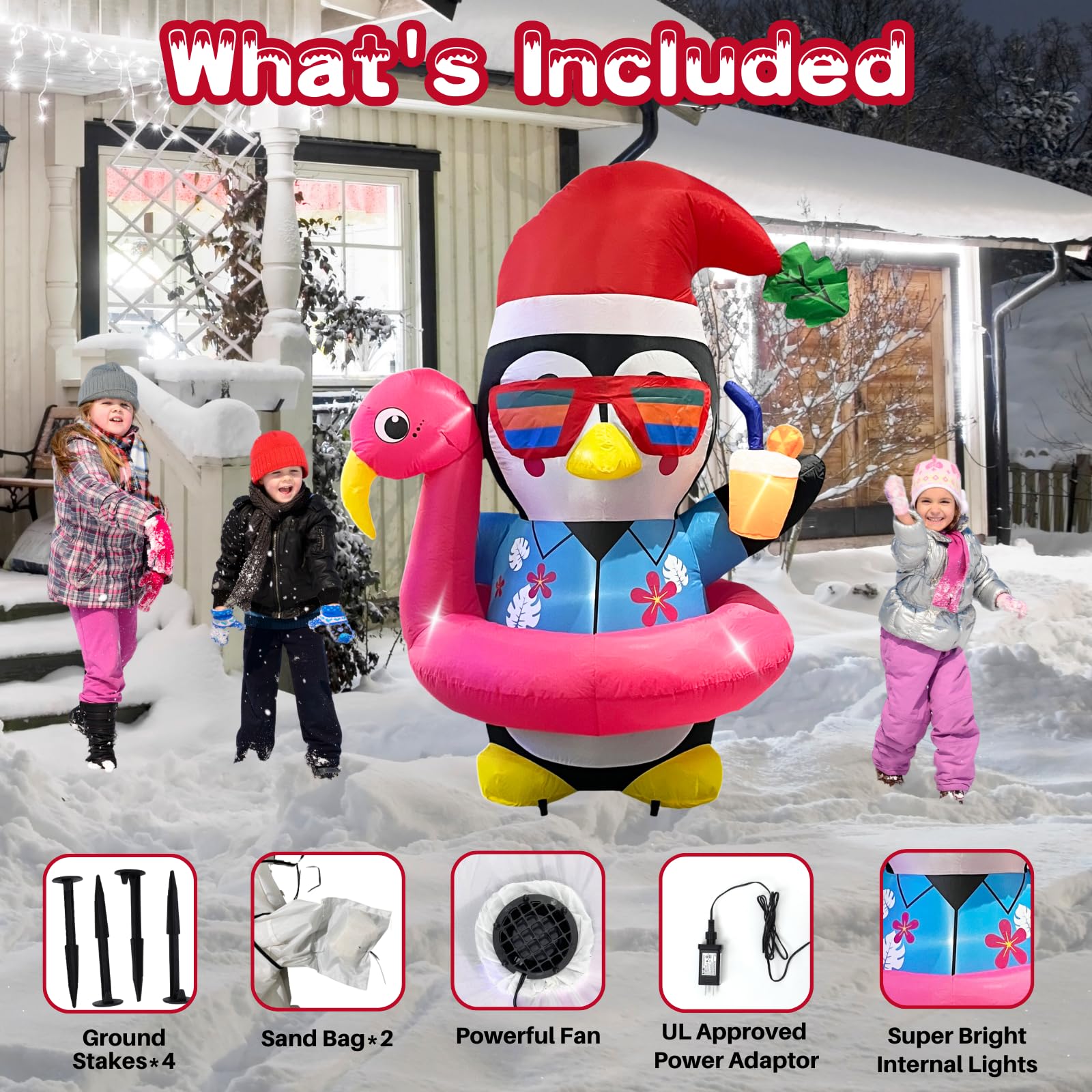 Kofero penguin lit at night demonstrating bright built-in LEDs for visible evening display